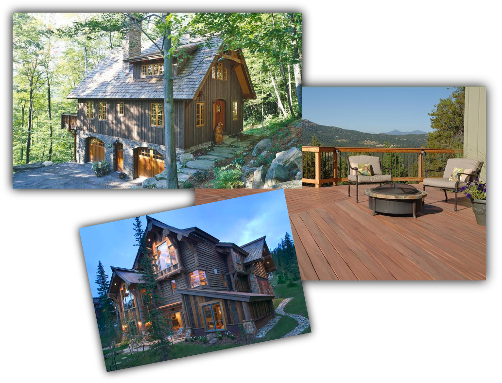 Custom finished mountain homes and a wood deck